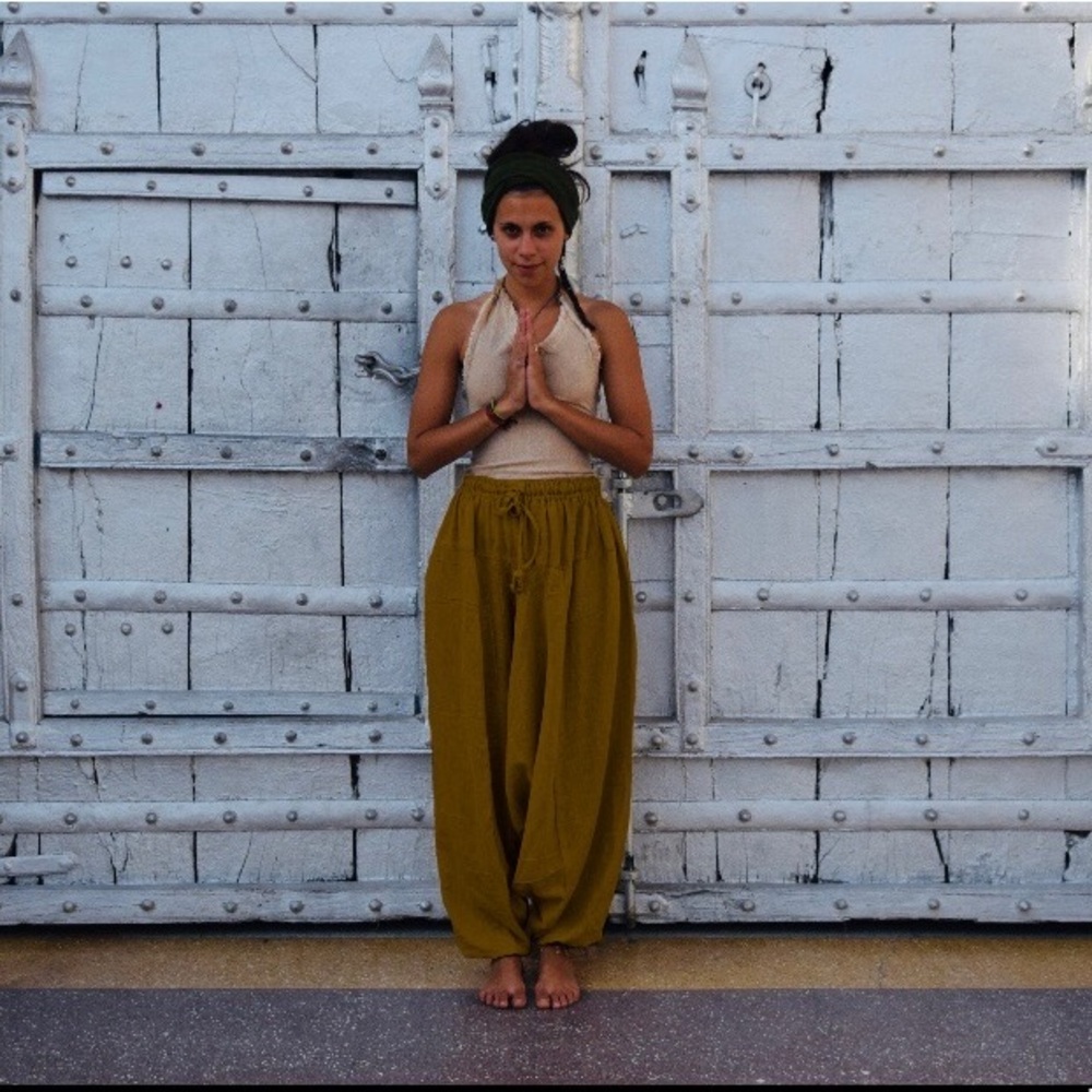Natural Raw Cotton Harem Hippie Pants